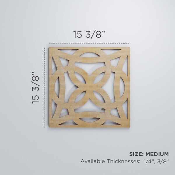 Medium Baytown Decorative Fretwork Wood Wall Panels, Birch, 15 3/8W X 15 3/8H X 3/8T